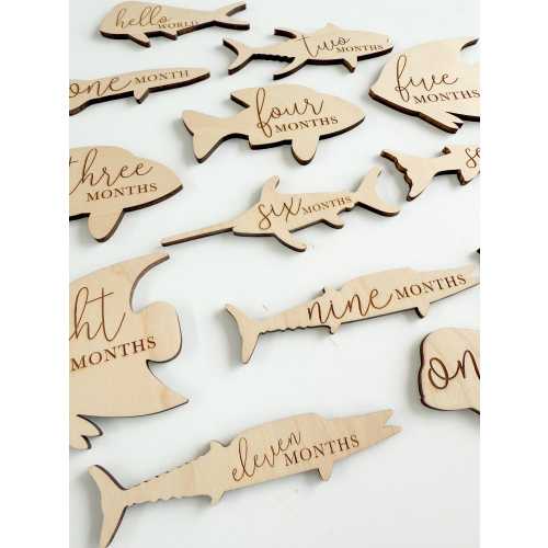 Baby Monthly Milestone Markers | Fish Baby Milestone Disc | Baby by the Month For Photos | Baby Gift | Baby Milestone Photos  Milestone Sign