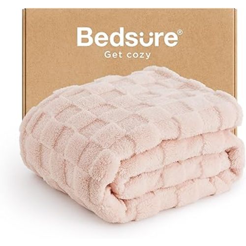 Bedsure GentleSoft Light Pink Throw Blanket for Couch - Super Soft Cozy Blankets Gifts for Kids Girls, Cute Small Fleece Throws for Bedroom Home Decor, 50x70 Inches