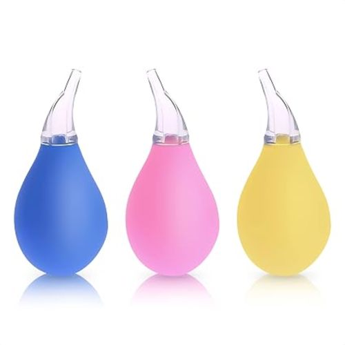 3 Pcs Nose Bulb Syringe for Baby, 3.35", Odor-Free PVC & Silicone