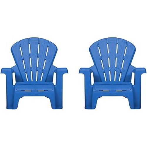 Little Tikes Kids Garden Chair 2 Pack in Blue, Outdoor Toddler Activity Adirondack Chairs for Picnic, Garden, Patio, Backyard & Beach, Outdoor Chair Set