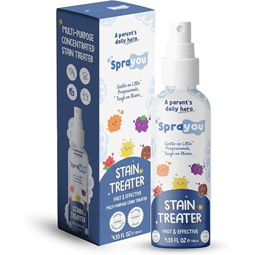 Fast & Effective Stain Treater Spray, Multi-Purpose Stain Remover, Messy Eater Stain Treater Concentrated Formula, Gentle on Clothing and Baby Textiles, 4.33 fl oz.