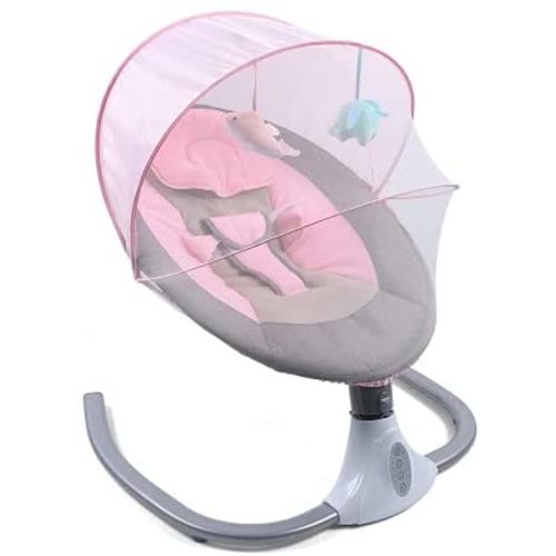 Baby Rocking Chairs Pink Portable Baby Swing for Infants Baby Girls Electric Bluetooth Remote Control Baby Bouncer