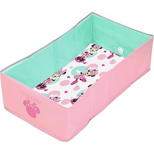 Disney Baby Minnie Mouse Tuckaway Toddler Folding Tub, Converts Shower to Bathtub, Folds to Store, Easy to Clean, Portable Baby Bathtub for Travel, 12M-5Y