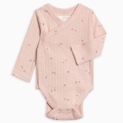 Hilda Brushed Back Pointelle Long Sleeve Kimono Bodysuit