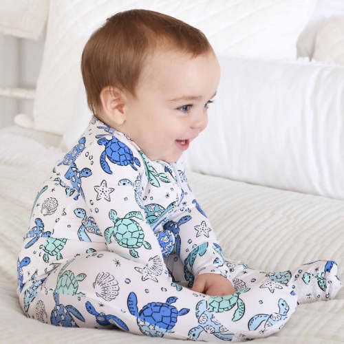 Sea Turtle Splash Zipper Footie
