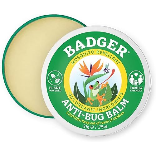 Badger Bug Repellent Tin, Organic Deet-Free Mosquito Repellent with Citronella, Family Friendly Pleasant Smelling Insect Repellent, Easy to Use Travel Size, .75 oz Tin