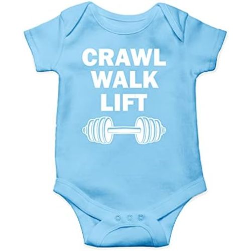 AW Fashions Crawl Walk Lift Baby Bodysuit Funny Cute Adorable Newborn Romper Clothing Boys Girls Outfit
