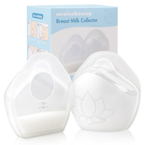 mraisebossup Breast Milk Collector, 2 Piece Wearable Breast Shells Milk Collector, Food Grade Silicone Milk Collectors For Breastfeeding, Collect Spilled Breastmilk Anywhere, Hands-Free Milk Collector
