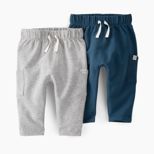 Carter's Little Planet Organic Cotton Terry Pants (2-Pack) - Heather/Navy, 3M