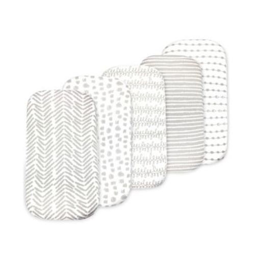 Baby Bassinet Sheet Set for Boy and Girl, 5 Pack, Universal Fitted for Oval, Hourglass & Rectangle Bassinet Mattress, Fitted Sheets.