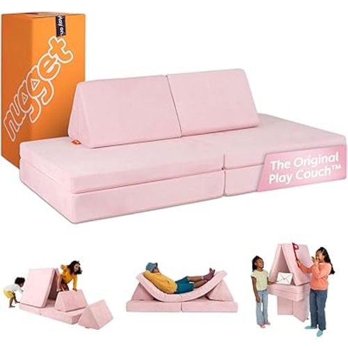 Nugget - The Original Play Couch for Kids - Modular Foam Children's Sofa for Playroom, Imagination, & Creative Open Ended Play - Washable & Convertible Playroom Furniture, Heartthrob