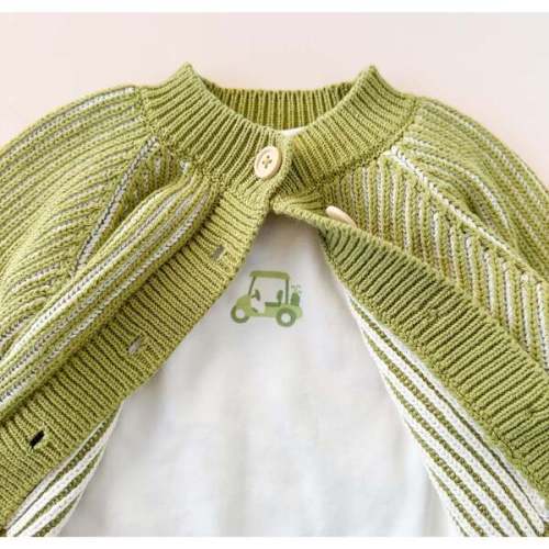 Golf Plush Toy Onesie and Green Cotton Cardigan - The Blueberry Hill | Maisonette