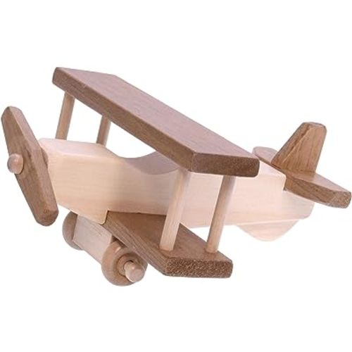 AmishToyBox.com Wooden Airplane Toddler Toy, Kid-Safe Finish, Harvest Stain and Natural Finish
