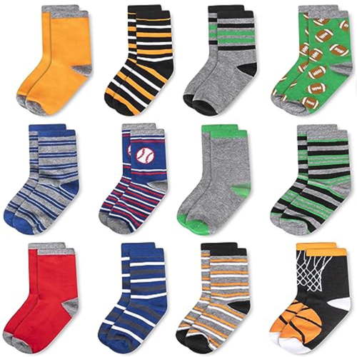Rising Star Unisex Toddler Socks, Baby Boy Socks, 12 Pack - Soft & Breathable Crew Kids Socks, Sports Assortment