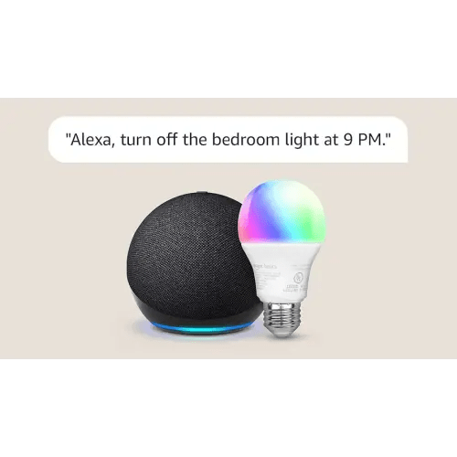 Echo Dot with Amazon Basics Smart Color Bulb