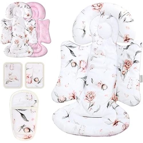 Infant Insert Compatible with 4moms Mamaroo Swing & Graco Swing and Infant Car Seat, Newborn Insert, Baby Head and Body Support, Reversible Design, Breathable Soft Fabric (Floral)