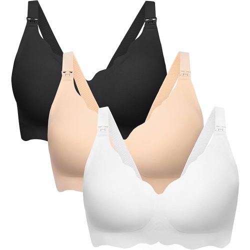 Angelhood Nursing Bras for Breastfeeding Ultra Comfort Seamless Maternity Bra Pack Wireless Pregnancy Bralette Bra Extender