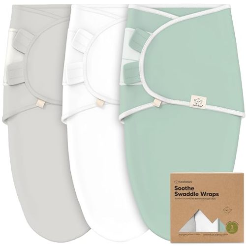 3-Pack Organic Baby Swaddle Sleep Sacks - Swaddles for Newborns, Infant 3-6 Months, Baby Girls, Boys, Soft & Snug Newborn Sleep Sack, Nursery Swaddling Blankets (Sage, L)