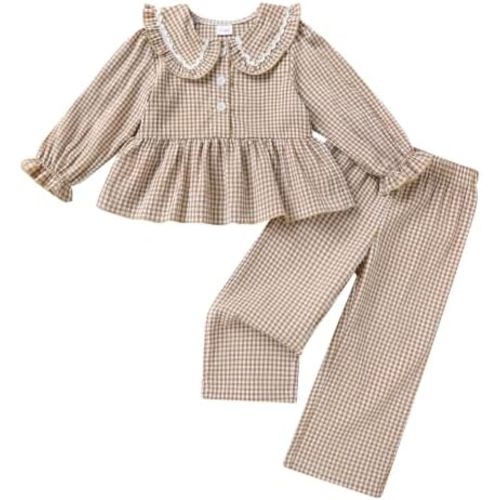 Toddler Girl Clothes Baby Fall Winter Outfits Gingham Shirt Plaid Pants Set