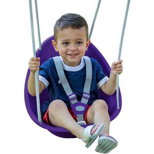 Swurfer Coconut Toddler Swing – Comfy Baby Swing Outdoor, 3- Point Adjustable Safety Harness, Secure, Safe Quick Click Locking System, Blister-Free Rope, Easy Installation, Ages 6-36 Months