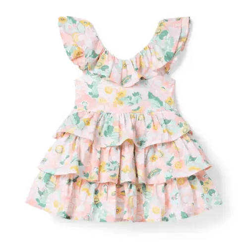 Girl Pink Guava Floral The Blooming Ruffle Dress by Janie and Jack