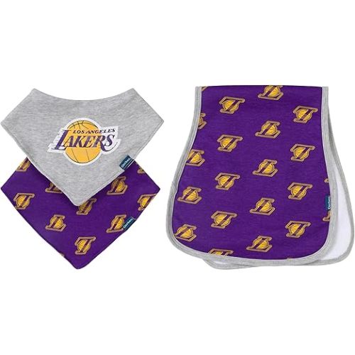 Gerber NBA unisex-baby Nba Team Bandana Bib and Burp Cloth Set