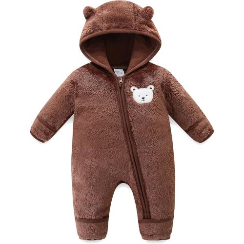 Baby Romper Infant Hooded Jumpsuit Long Sleeve Footed Onesie Outwear Outfits