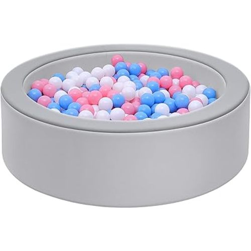 Leather Foam Ball Pit for Toddlers: Waterproof Baby Ball Pit with Soft Memory Foam - Large Soft-Play Set Baby Playpen Indoor Outdoor Games - Ideal Gifts Toys for Boys and Girls (Upgraded Round)