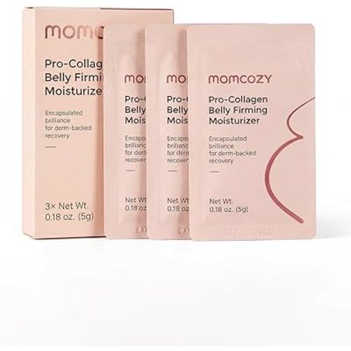 Momcozy Postpartum Stretch Mark Repair & Tightening Belly Cream, Mini Sachet Set, Retinol Alternative Peptides for Skin Firming, 0.54 oz (3 x 5g Sachets)