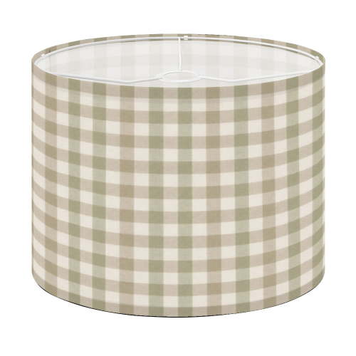 Drum Lamp Shade Seamless Checkered Light Green Lampshade for Table Lamps Floor Lamps Pendant Light 13"x13"x10" Replacement Linen Large Lamp Shade Easy Assembly