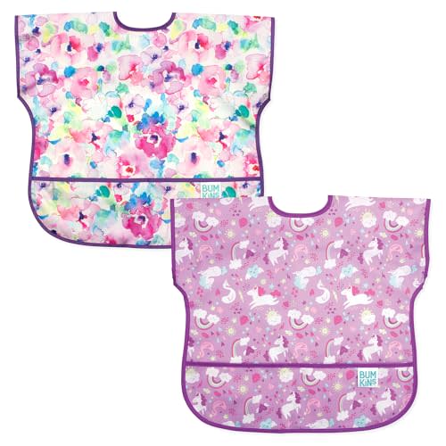 Bumkins Ruffle Apron Bib and 2-pack Sandwich Bags, Waterproof Fabric