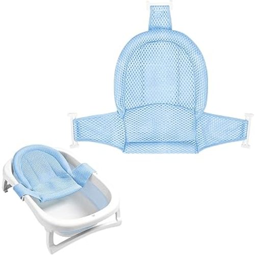 Colorlife Baby Bath Seat Support Net Infant Bathing Seat Support Mat, Adjustable Comfortable Non-Slip Three-Pointed Baby Shower Net Bathtub Sit Up Mesh for Newborn 0-12 Months-Light Blue(No Bathtub)