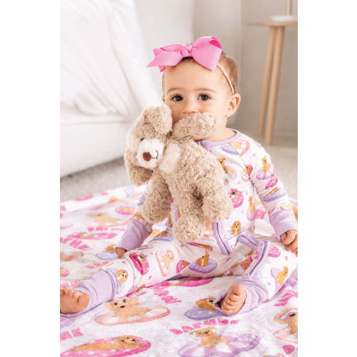 Convertible Zip Romper in Poolside Pups Pink | Caden Lane