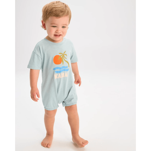 Baby Organic Cotton Slouchy Romper - Blue Vacation