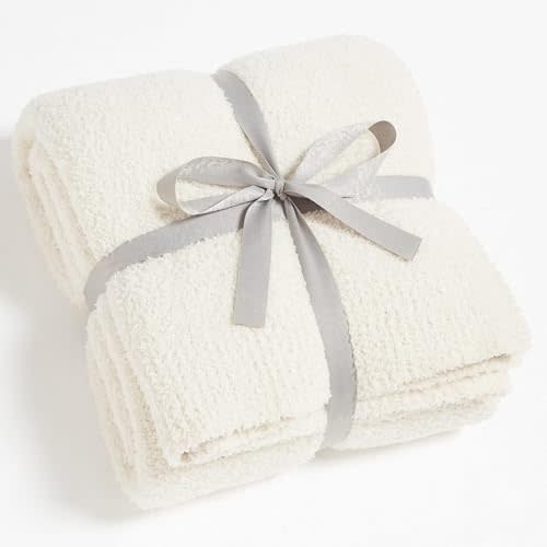 CYMULA Kids Blanket for Boys Girls 30x40 inches, Soft Cozy Fuzzy Swaddle Throw Blanket for Crib Stroller, White