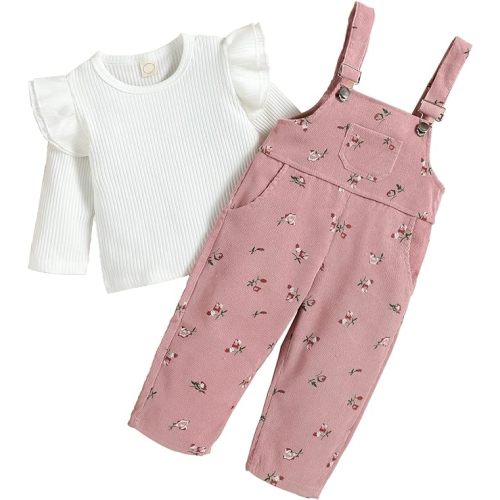Newborn baby girl outfits Infant fall clothes long Sleeve rompers Overalls pants sets DIY headband 3pcs