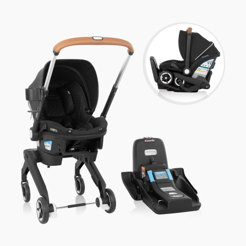 Evenflo Gold Shyft DualRide Infant Car Seat Stroller Combo w Carryall Storage & Extended Canopy - Jasper With Green & Gentle Fabric