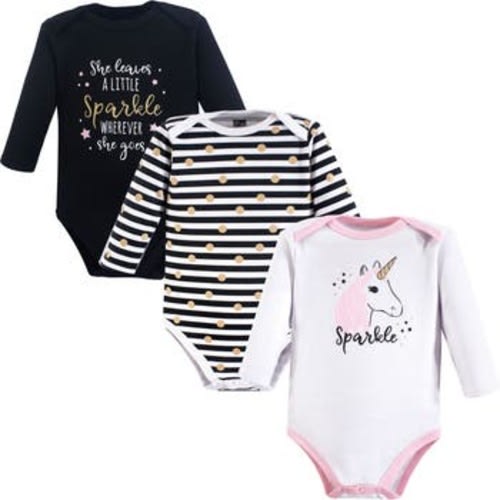 Little Soft Cotton Long-Sleeve One-Piece 3Pk, 0-3M