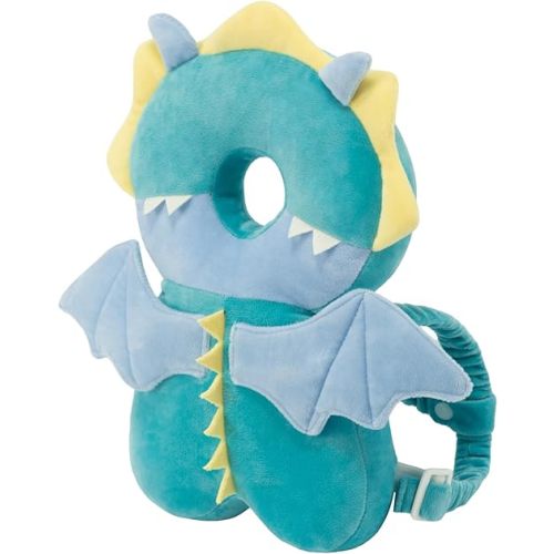 HGTC Baby Head Protector Backpack -Soft & Lightweight Pads - Prevents Bebes Backward Fall Green Dragon Plush Stuffed