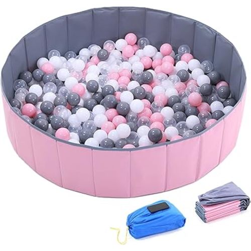 4 feet Ball Pit for Kids/Baby Play Yard/Baby Playpen/Fence for Baby, Folding Portable, No Need Inflate, More Than 12 Sq.ft Play Space, Two Color
