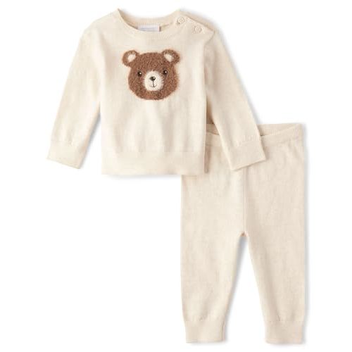 The Children's Place Baby Boys' And Newborn Long Sleeve Sweater and Pants, 2 Piece Playwear Set