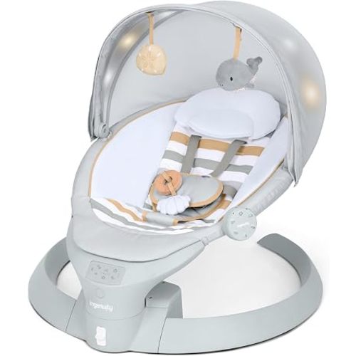Ingenuity Inlighten Bounce & Sway Baby Swing, Newborn to 9 Months, Pebble