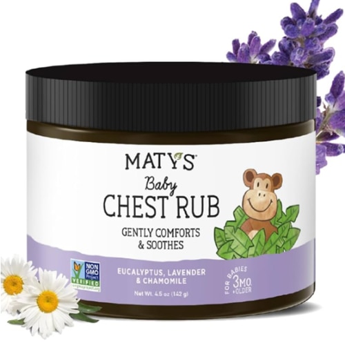 Matys Baby Chest Rub, Soothing Congestion Relief Vapor Rub for Babies 3 Months Old +, Clean & Comforting Eucalyptus, Lavender, & Chamomile for Sleep, Non-GMO, Petroleum Free, Menthol Free, 4.5 oz Tub
