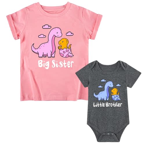 Funnycokid Sibling Matching Outfits Big Brother Sister Toddler T-Shirt Suit