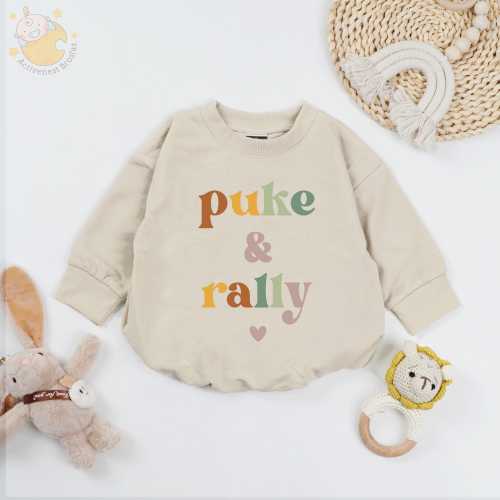 Retro Puke & Rally Baby Romper, Rock Style Baby Bodysuit, Funny Baby Shower Gift, Rock and Roll Toddler Shirt, Little Rocker Apparel