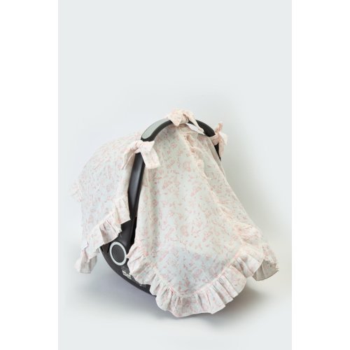 Baby Car Seat Cover - Toile De Jouy / Pink