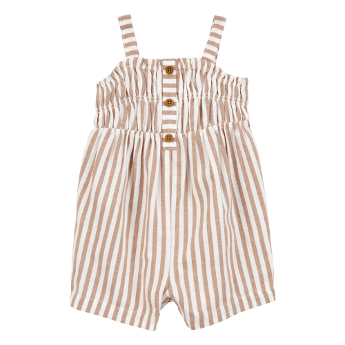 Baby Girl Striped Twill Romper- Brown - Carter's | Carter's