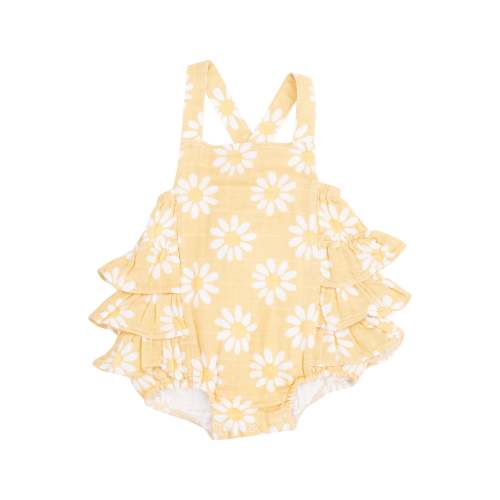 Yellow Mod Daisy Ruffle Sunsuit | JuJu's Kids Boutique