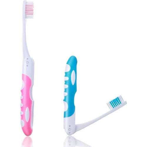 2Pcs Folding Toothbrush, Portable, Soft Travel Size, for Hiking, Camping, Traveling