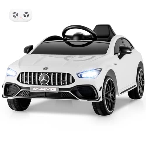 Costzon Ride on Car, 12V Licensed Mercedes-Benz Kids Electric Vehicles with Parent Remote, Rocking Function, Music & Horn, LED Headlights & Soft Start, Battery Powered Kids Car Toy for Ages 3+(White)
